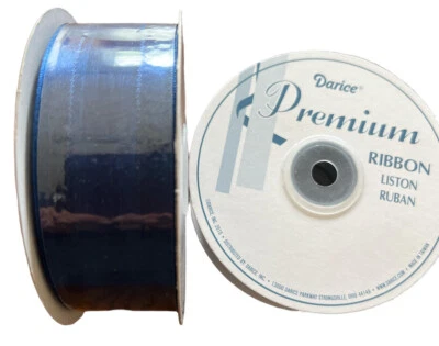 1-1/2" Organza SATIN EDGE Ribbon 20 yards each Roll 100% Nylon Navy LOT OF 2 - Image 1 of 4