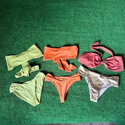 Lote de 3 Conjunto de Bikini Dos Piezas Verde, Naranja, Dorado y Marrón Traje de Baño Talla M/XS Foto 1 de 4