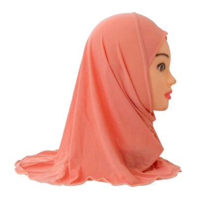Muslim Kids Girls Hijab Scarf Islamic Headwear Caps Shawls Arab Headscarf 2-6Y - Imagem 1 de 4