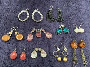 Lot Of Ten(10) Pierced Earrings Different Colors And Styles - Picture 1 of 5