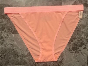 VICTORIA'S SECRET XL PEACH IRIDESCENT THICK BAND RARE HIGH LEG BIKINI PANTIES - Picture 1 of 3