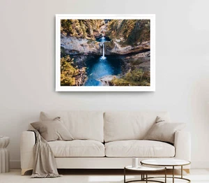 Waterfall Print, Forest & Tree Wall Art, Mountain Framed Nature Wall Art,Natural - Picture 1 of 5