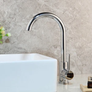 Kitchen Sink Taps 360°Swivel Spout Chrome 1 Hole Basin Mixer Faucets - Picture 1 of 10
