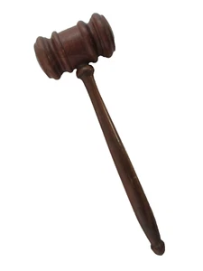 Vintage Wood Wooden Gavel Judge Auctioneer Mallet 10'' Long (4) - Foto 1 di 6