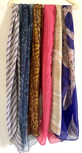 Vintage Chiffon Scarf - Bundle of 6 Rectangular Scarves / Stoles - Imagen 1 de 7