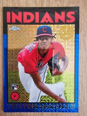 2021 Topps Series 1 Triston McKenzie Blue Silver Pack Mojo 137/150 - Image 1 of 2