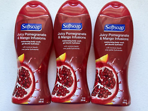 3 Softsoap Pomegranate Body Wash Moisturizing & Mango 18 Fl Oz each
