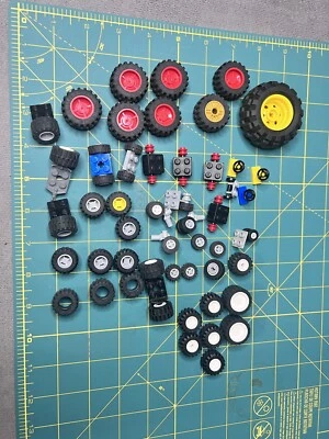 Lego Wheels Tires Rims Lot Car Pieces Parts Bulk Assorted Toy - Image 1 of 4