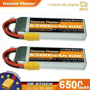 2Stück 11,1V 3S 6500mAh 60C XT90 Lipo Akku für RC Car Truck Buggy Auto-Akku FPV - Bild 1 von 6