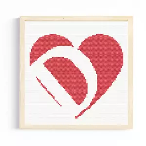 D Monogram in Heart Cross Stitch Pattern/Chart, Initial Letter Personalised - Picture 1 of 2