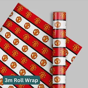 Geschenkpapier Geburtstag | Manchester United FC | 3m Rolle Verpackung | Geschenkpapier Kinder - Bild 1 von 5