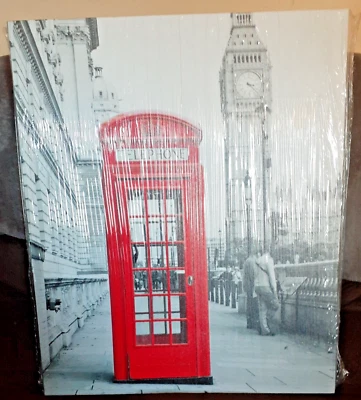 Phone Booth London Big Ben 24 x 20" Wood Framed Contemporary Canvas Print  - Image 1 of 3