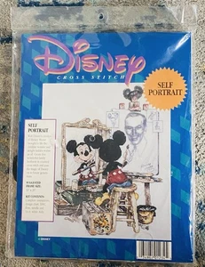 Disney Cross Stitch Kit Self Portrait Mickey Mouse Walt Disney 16" x 20" NEW - Picture 1 of 3