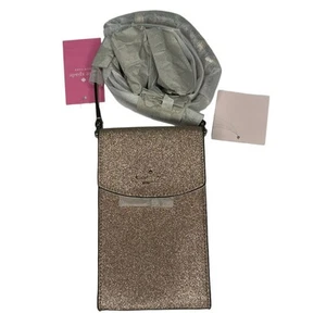 Sac bandoulière téléphone à rabat Kate Spade Shimmy North South en or rose - Photo 1 sur 7