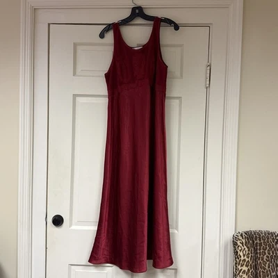 Vestido de Noche Vintage Oscar De La Renta Etiqueta Rosa Sedoso Rojo Encaje Lg (ajuste Medio) Foto 1 de 4