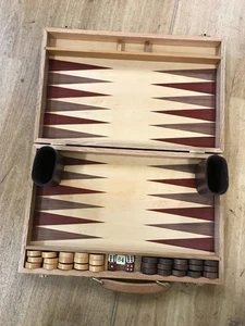 Classic Backgammon Game Complete Set in Wooden Case - Picture 1 of 7