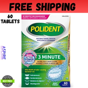 Tabletas limpiadoras de aparatos dentales antibacterianos Polident de 3 minutos, 60 unidades - Imagen 1 de 11