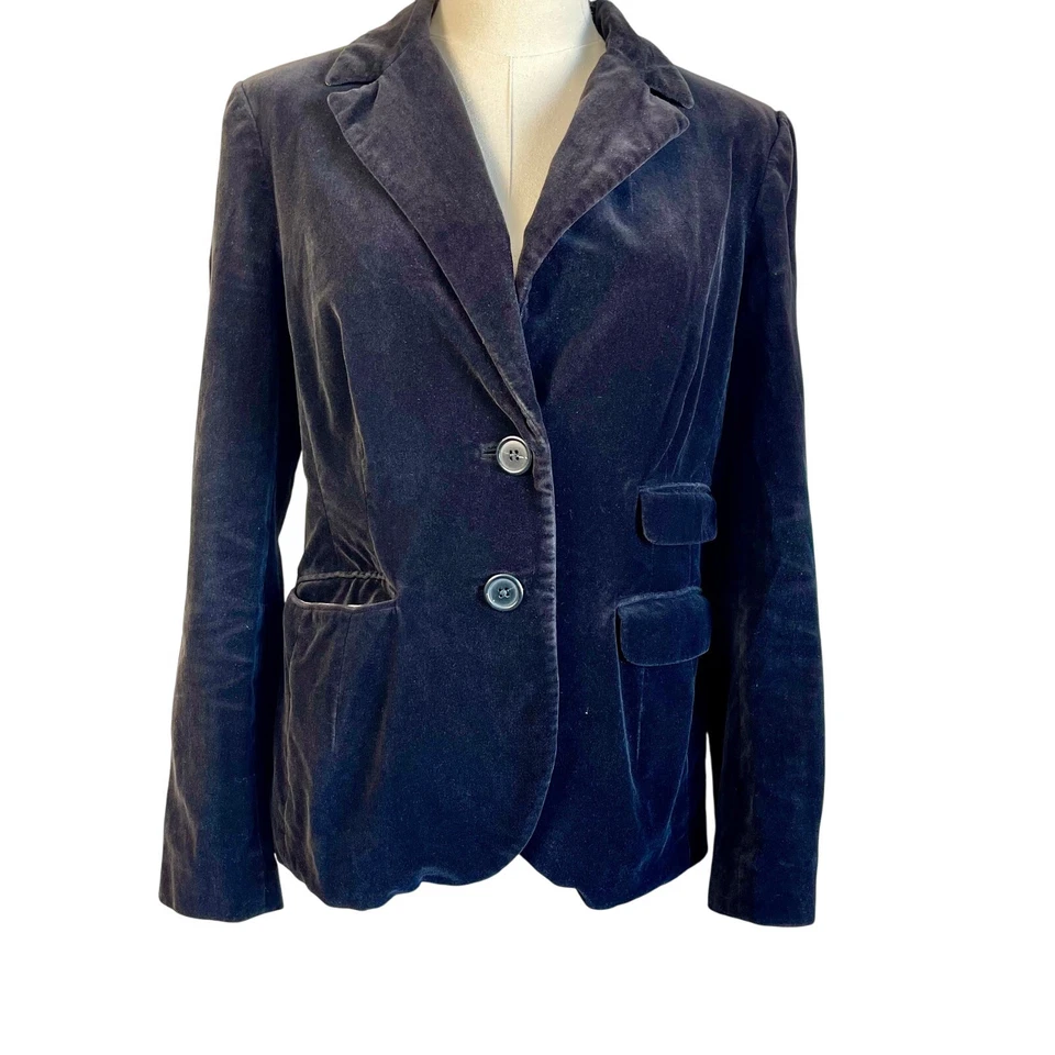 Chaqueta Blazer Boden Clásica Negra Dos Botones Algodón Terciopelo Preppy Talla 10 Foto 1 de 4