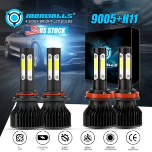 9005 H11 LED Headlight High Low Beam Bulbs Kit Super Bright 6000K 660000LM Lamps - Imagen 1 de 12