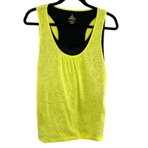 Camiseta sin mangas Prana neón limón lima y negra en capas para mujer talla XL - Imagen 1 de 6