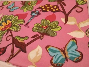 Top Drawer Secret Garden Fabric Remnant Cotton 20.5 x 35 Pink Blue Green - Picture 1 of 1