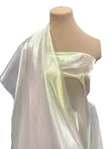 TRANSPARENTER PERLMUTT LAHMER WEISSER STOFF 44" PER YARD FORMELLE KLEIDUNG KOSTÜM - Bild 1 von 4