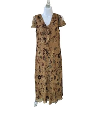 Nuevo Vestido CHARTER CLUB 12 Petite de Nogal Multi Floral de Seda para Mujer Foto 1 de 4