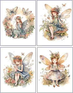8 Fairies Fairy Vintage Victorian fantasy glossy blank note card envelopes - Picture 1 of 4