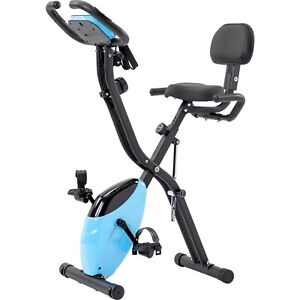 Folding Exercise Bike, Fitness Upright and Recumbent X-Bike with LCD Monitor