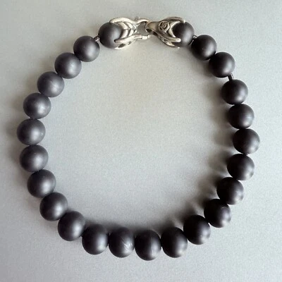 $425 PULSERA PARA HOMBRE DAVID YURMAN CUENTAS ESPIRITUALES DE ÓNIX NEGRO PLATA ESTERLINA Foto 1 de 4