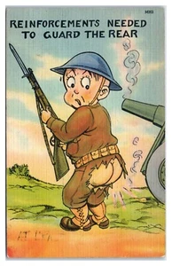 Verstärkung des Zweiten Weltkriegs erforderlich, um hinteren Humor zu schützen kostenlose Militärpost-Postkarte - Bild 1 von 2