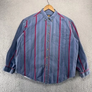 Vintage Route 66 Shirt Men's XL Blue Red Striped Denim Thick Heavyweight 90s - Picture 1 of 10