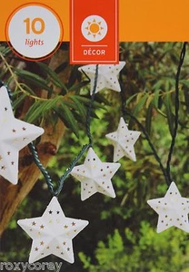 10 Weather Resistant White Star String Lights Indoor/Outdoor Green Wire NIB - Picture 1 of 2