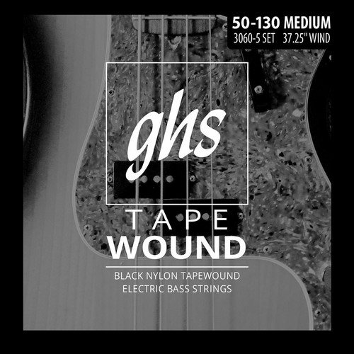 GHS 3060-5 Black Nylon Tapewound Electric Bass Guitar Strings; gauges ...