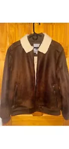 Rainforest Mens Jacket Brown Size M Microfiber Soft Coat Adult Faux Leather - Picture 1 of 5