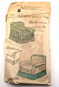 Vintage Sewing Pattern Advance 7516 Home Decor Chair Cover Pleated Flounce - Picture 1 of 5