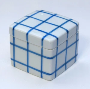 Caja de baratijas cubo limusina azul chamart francés pintado a mano - Imagen 1 de 2