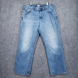 J Crew Jeans Mens 38x30 Blue Relaxed Fit Straight Leg Denim Medium Wash Zip Fly - Picture 1 of 15