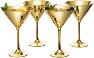 8 oz Gold Martini Glasses, Golden Cocktail Glasses for Party & Wedding, Set of 4 - Picture 1 of 7