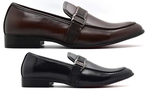 HERREN SLIPPER FORMELLE KUNSTLEDER HOCHZEIT BÜRO KLEID SCHNALLE PARTY ANZUG SCHUHE UK - Bild 1 von 15