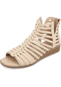 $80 Journee Collection Women's Delilah Gladiator Sliver Wedge Sandals - Picture 1 of 7