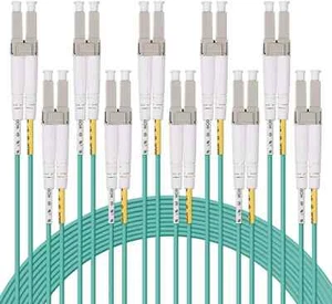 Fiber Patch Cable LC/LC MultiMode 50/125 10G Duplex 2mm Aqua Zip Jacket 8meter - Picture 1 of 2