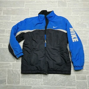 VINTAGE Nike Jacket Youth Large (14-16) Blue Black Full Zip Fleece Lined Kids - Picture 1 of 12