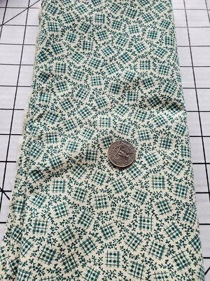1/2+ Yd Fabric Traditions Green & Ivory Quilting Sewing Fabric Vintage 1992 - Image 1 of 3
