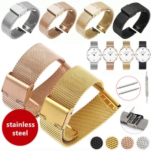 18-20-22mm Stainless Steel Metal Strap Wrist Watch Band Thin Mesh For Men Women - Picture 1 of 16