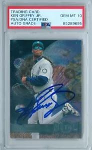 Ken Griffey Jr 1996 Fleer Metal #107 Autograph PSA DNA Gem Mint 10 Auto - Picture 1 of 2