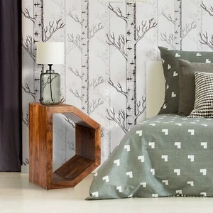 Mesa de centro mesa auxiliar sofá madera maciza acacia forma "D" 60 cm WOMO-DESIGN® - Imagen 1 de 6