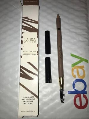 Laura Geller Bravo Brows Soft Pencil+Brush MEDIUM BROWN unsealed NIB - Image 1 of 3