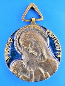 Colgante Grande Medalla de Bronce-Virgen María Jesús por Elie Pellegrini Ø 67 mm-115gr - Imagen 1 de 9