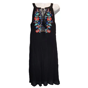 CB Established 1962 Damen Kleid Gr. 12 bestickt schwarz ärmellos Bohemian - Bild 1 von 9